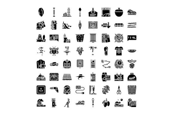 Black Glyph Icons Collection Illustration: A Versatile Resource for Designers and Creators