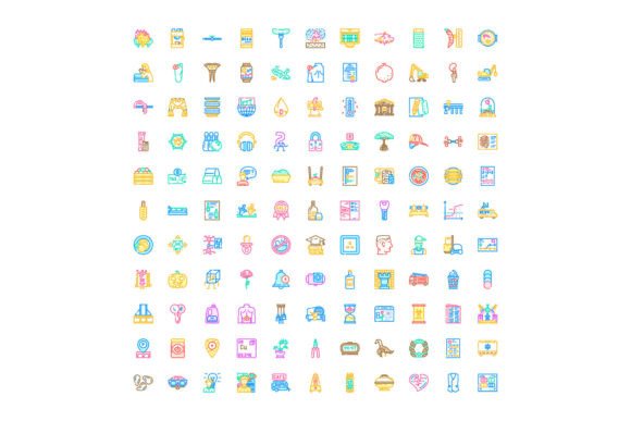 Collection of Diverse Line Icons Represe
