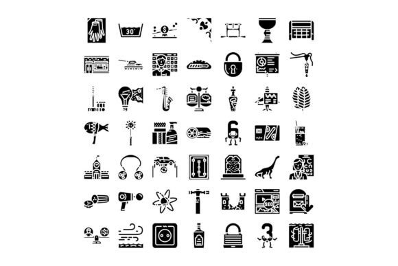 Collection of Diverse Minimalist Black V and Simple Black Silhouette Icons for Modern Design
