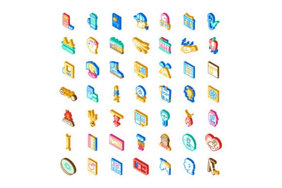 Collection of Isometric Icons Diverse Ob