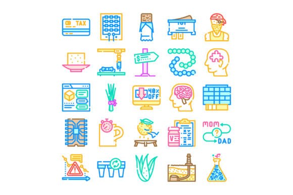 Collection of Outline Icons Representing