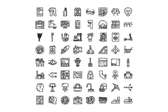 Collection of Various Outline Icons Conc