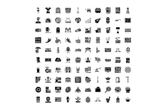 Collection of Various Solid Black Glyph