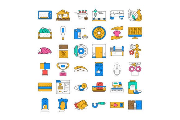 Diverse Collection of Icons Illustrating Key Sectors