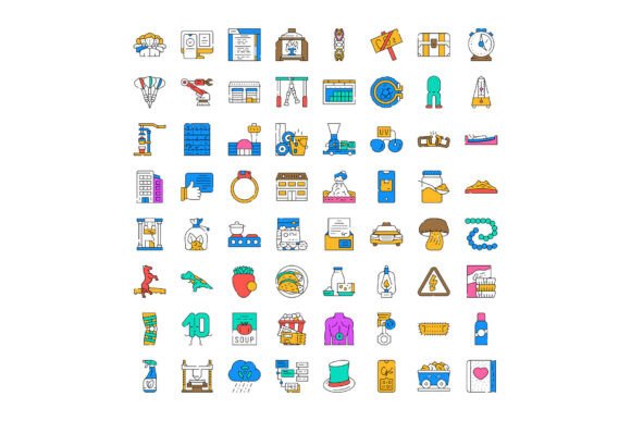 Diverse Collection of Line Art Icons Rep