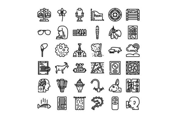 Diverse Collection of Line Art Symbols A