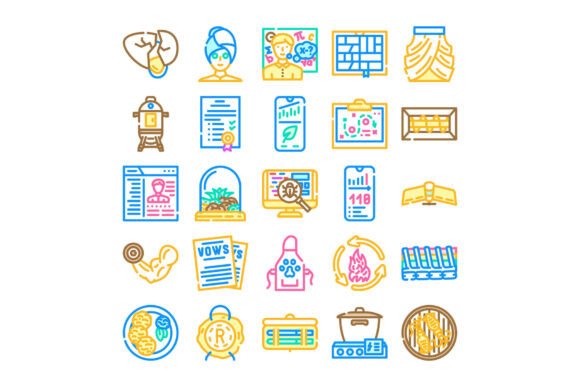 Diverse Collection of Line Icons Illustr