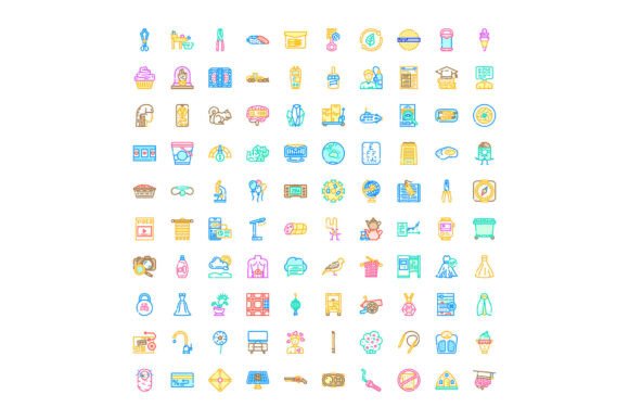 Diverse Colorful Line Art Icons Symboliz for Modern Digital Projects