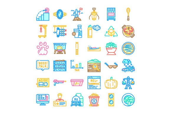 Diverse Icon Set Representing Business