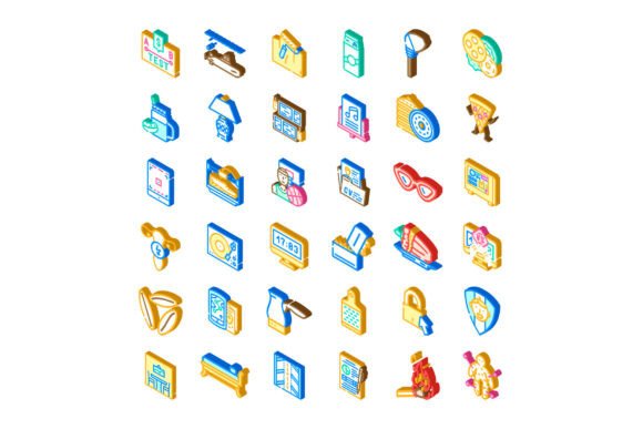 Diverse Isometric Icons Illustrating Life for Modern Digital Design