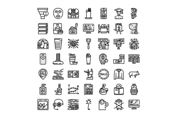 Diverse Line Icons Representing Various Outline Pictograms for Real-World Clarity