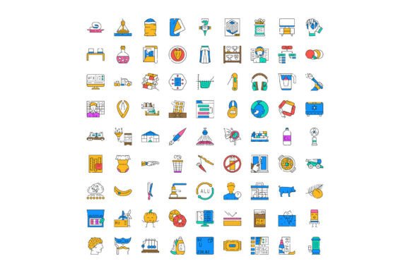 Diverse Linear Icon Set Illustrating Abs