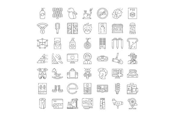 Diverse Linear Icons Collection Illustra
