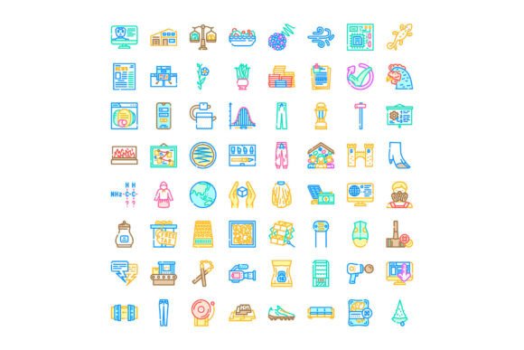 Diverse Linear Icons Representing Business