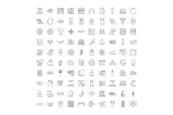 Diverse Minimalist Line Icons Set Repres