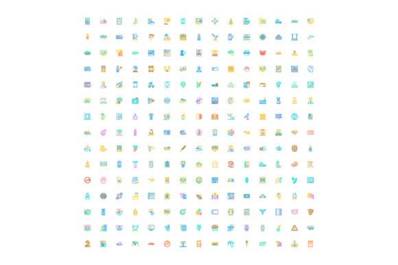 Exploring the Diverse Collection of Colorful Business and Large Colorful Grid of Flat Line Art Icons