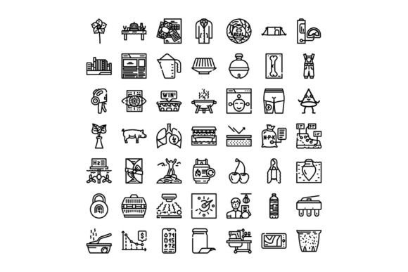 Flat Line Vector Icons Illustrating Vari: A Minimalist Approach to Visual Communication