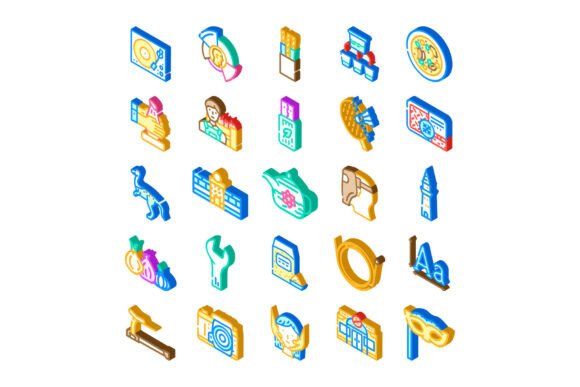 Isometric Collection of Diverse Icons an Essential Resource for Modern Designers