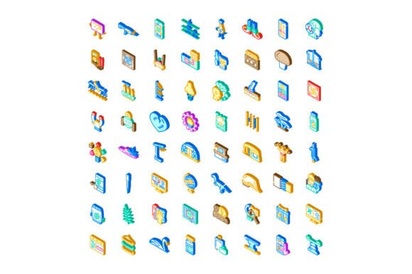 Isometric Digital Icons Illustrating Div: A Unique Approach to Visual Communication