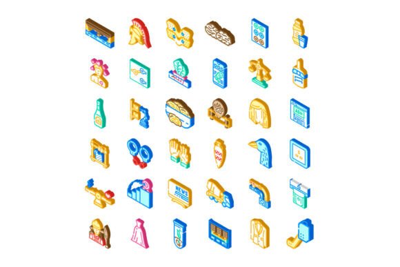 Isometric Diverse Icon Collection Illust