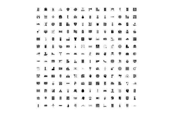 Large Collection of Diverse Monochrome Icons