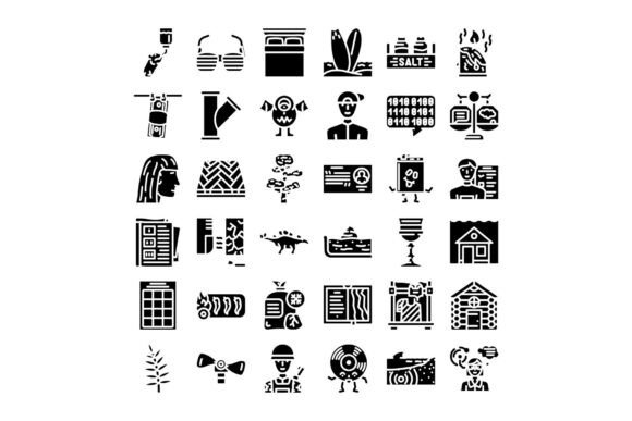 Variety of Black Glyph Vector Icons Coll