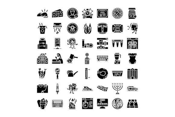 Various Black and White Glyph Icons Coll